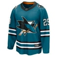 thumbnail image 2 of Men's Fanatics Mackenzie Blackwood Teal San Jose Sharks Home Breakaway Jersey, 2 of 3