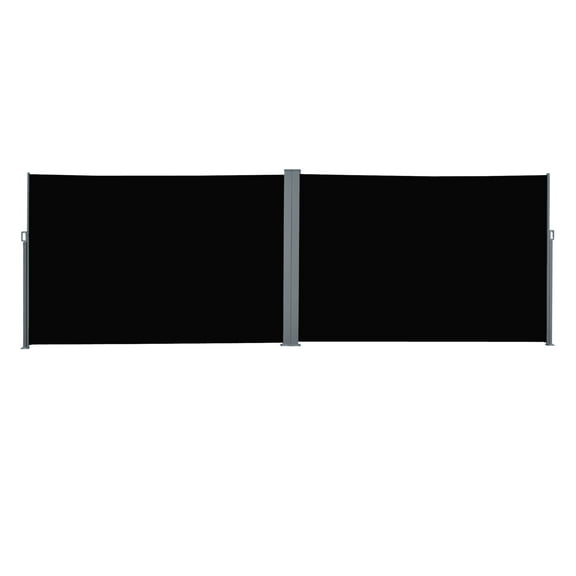 Retractable Patio Side Awning - 20' Double Screen, UV Protection, Steel Frame - Outdoor Privacy Shade for Garden, Backyard, Balcony - Black