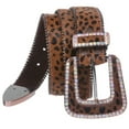 thumbnail image 1 of 1 1/2" Hair Calf Rhinestone Ornaments Genuine Leather Belt, 1 of 2