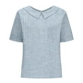 thumbnail image 4 of Blue Women's Short Sleeve T-shirt, Women With Pockets Breathable Cotton Linen Loose Large Size Slimming Lapel Shirt Short Sleeve Top,Women's Short sleeve T-shirt S, 4 of 5