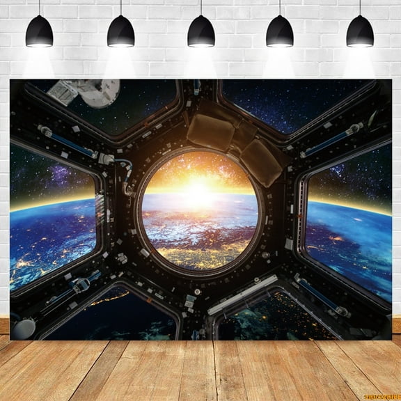 Space Station Backdrop Space Capsule Interior Sce Scice Fiction Universe Exploration Birthday Party Photography Background