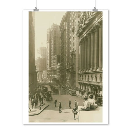New York Stock Exchange street view Vintage Poster USA (9x12 Art Print, Wall Decor Travel