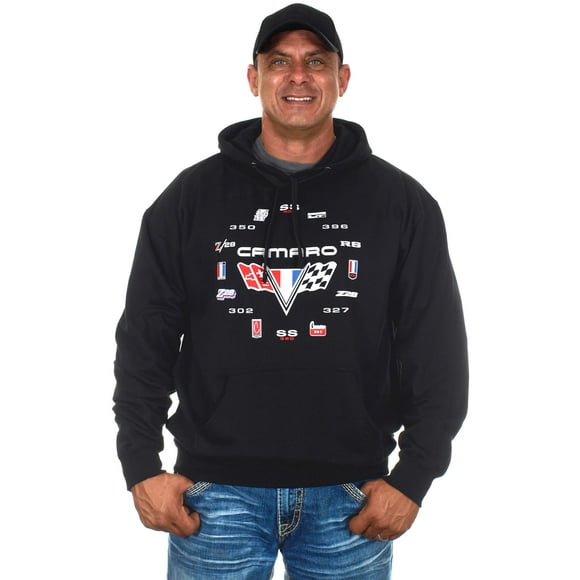 JH DESIGN GROUP Men's Chevy Camaro Pullover Hoodie Collage Black Sweatshirt (2X, CLG6-black)