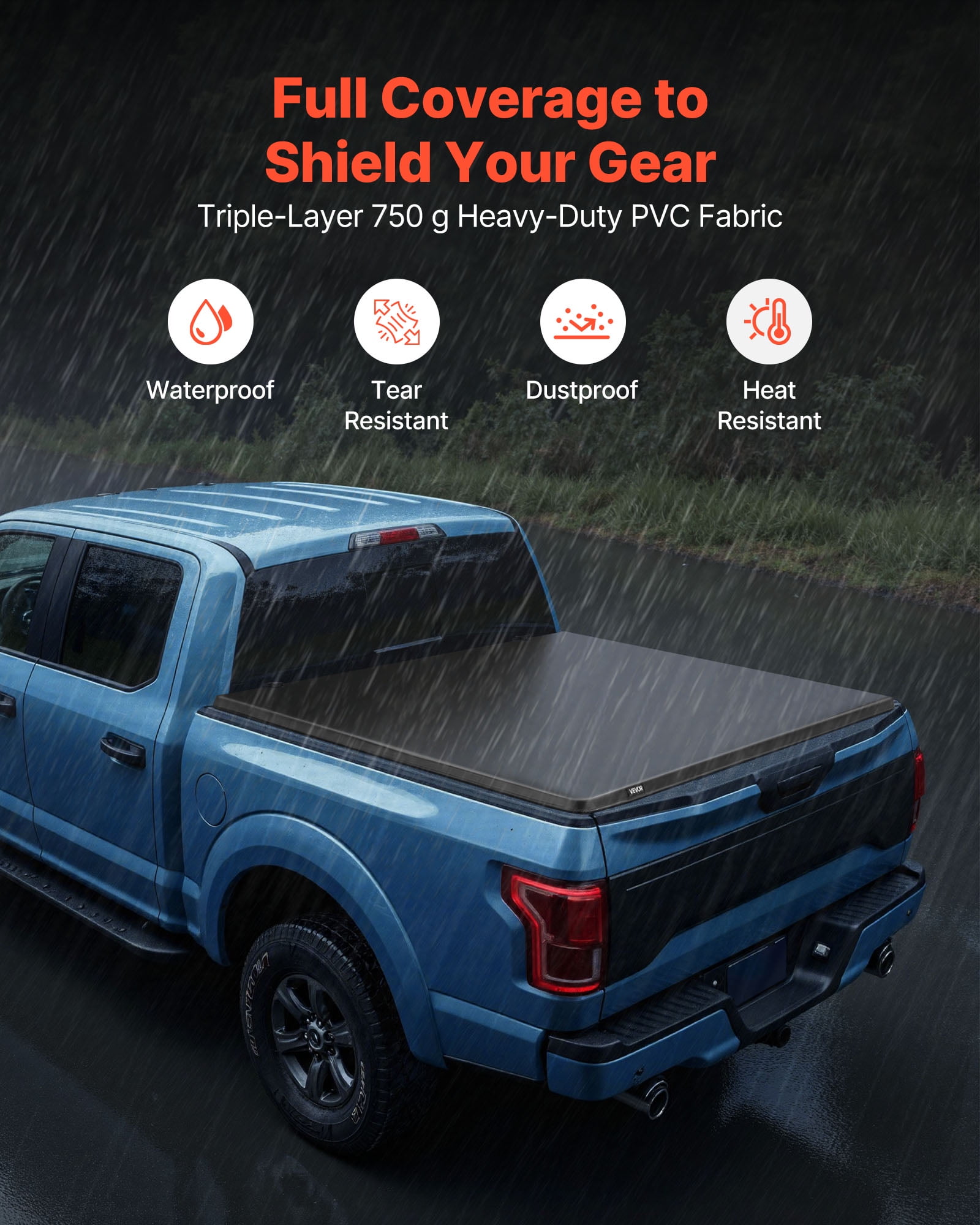 VEVOR Soft Roll-Up Truck Bed Tonneau Cover,