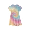thumbnail image 4 of CCRFTGI Girls Dresses Polo Dress Size 8 Short Sleeve Uniform Cute Tie Dye Pleated Flare Skater Polo Dresses Summer Button-Down Collar Picque Polo Dress Saffron 5-6 Years, 4 of 5