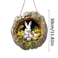 thumbnail image 3 of Easter Wreath Rabbit Sign for Front Door,Wooden Spring Rabbit Egg Wall Decorations for Outdoor Outside Porch,Farmhouse Indoor Fireplace Window Hanging Wreaths,Welcome Banner Decoration, 3 of 7
