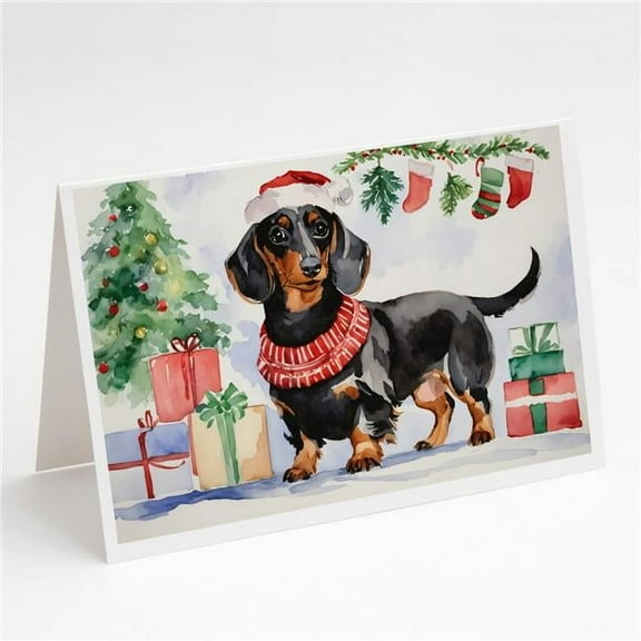 Black and Tan Dachshund Christmas Greeting Cards and Envelopes Pack of 8 7 in x 5 in