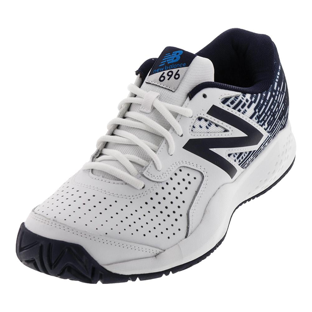 New Balance Men`s 696v3 D Width Tennis Shoes White and Blue ( 7.5 )