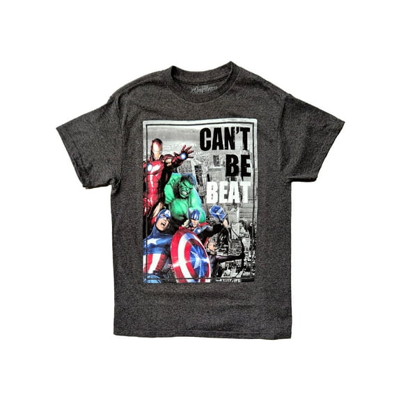 Avengers Boys Heather Gray Super Hero "Can't Be Beat" T-Shirt Tee Shirt 10/12