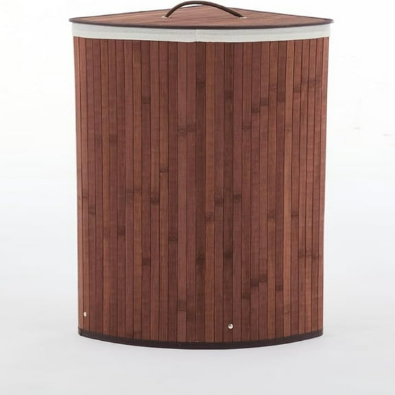 Garvee 58 L Hamper with Lid, Bamboo Laundry Basket with Removable Liner & Handles, Brown