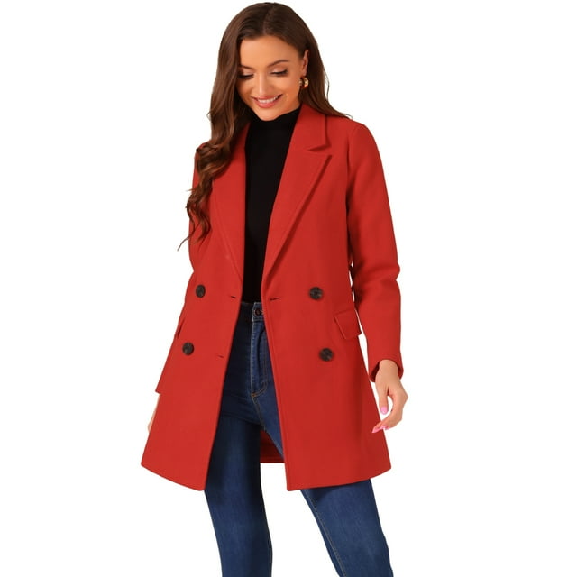 INSPIRE CHIC Women's Notch Lapel Double Breasted Belted Long Trenchcoat
