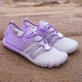 thumbnail image 4 of Barefoot Shoes Womens Men,Unisex Barefoot Water Shoes Breathable, Anti-Slip Hiking Footwear for Athletic Wide Toe Shoe Footwear for Hiking, Walking, Running, Yoga, and Water Sports(Purple/45), 4 of 6