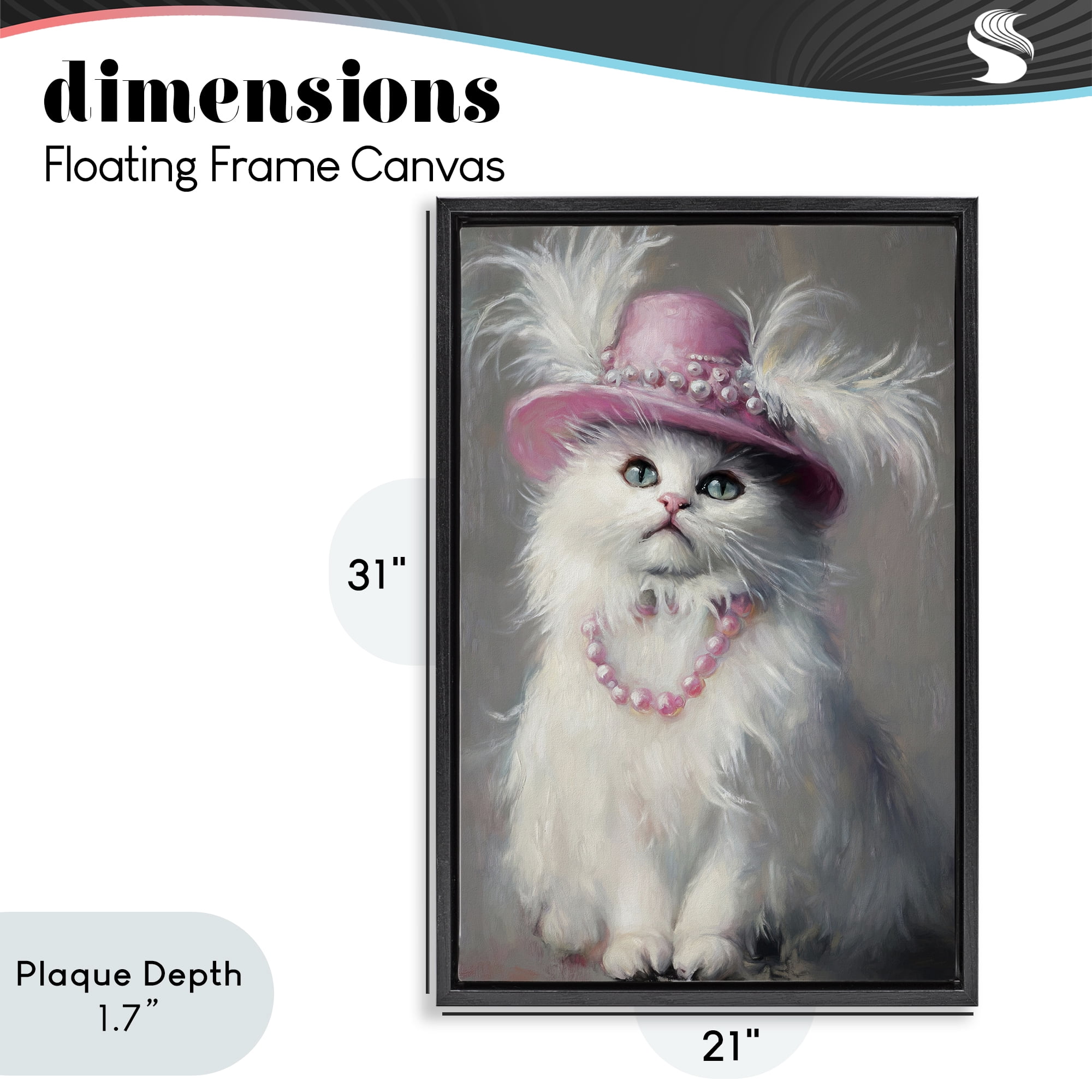 Stupell Industries Beautiful Brigitte Cat Black Framed Floater Canvas Wall Art, design by Tina LeCour