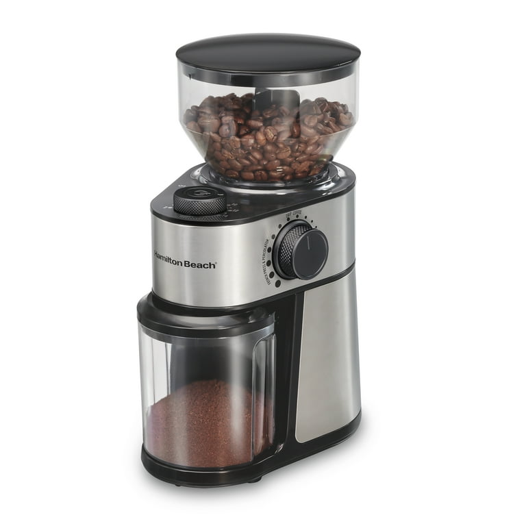 Hamilton Beach Burr Coffee Grinder, 18 Grind Settings, Grinds Enough to  Brew 2-14 Cups of Coffee, Durable Stainless Steel Housing, 80385