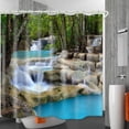 thumbnail image 4 of El baño utiliza cortinas de ducha 3D Forest Stream, la bañera utiliza cortinas de ducha estándar lujosas e impermeables, cortina de ducha de tela lavable, con 12 ganchos blancos, 59 x 71 pulgadas., 4 of 4