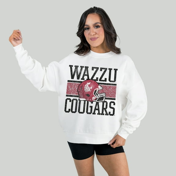 Women's Gameday Couture White Washington State Cougars Fair Catch Pullover Sweatshirt