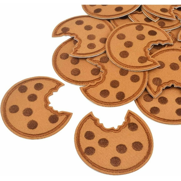 20pcs Cookie Embroidered Patches Chocolate Chip Cookie Iron on Patches Cute Embroidery Applique Sew on Patch for Clothes Hat Pants Shoes Sewing Craft Decoration