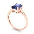 thumbnail image 2 of Solitaire Engagement Ring for Women - 2ct Simulated Tanzanite in 18K Rose Gold Promise Ring, 2 of 6