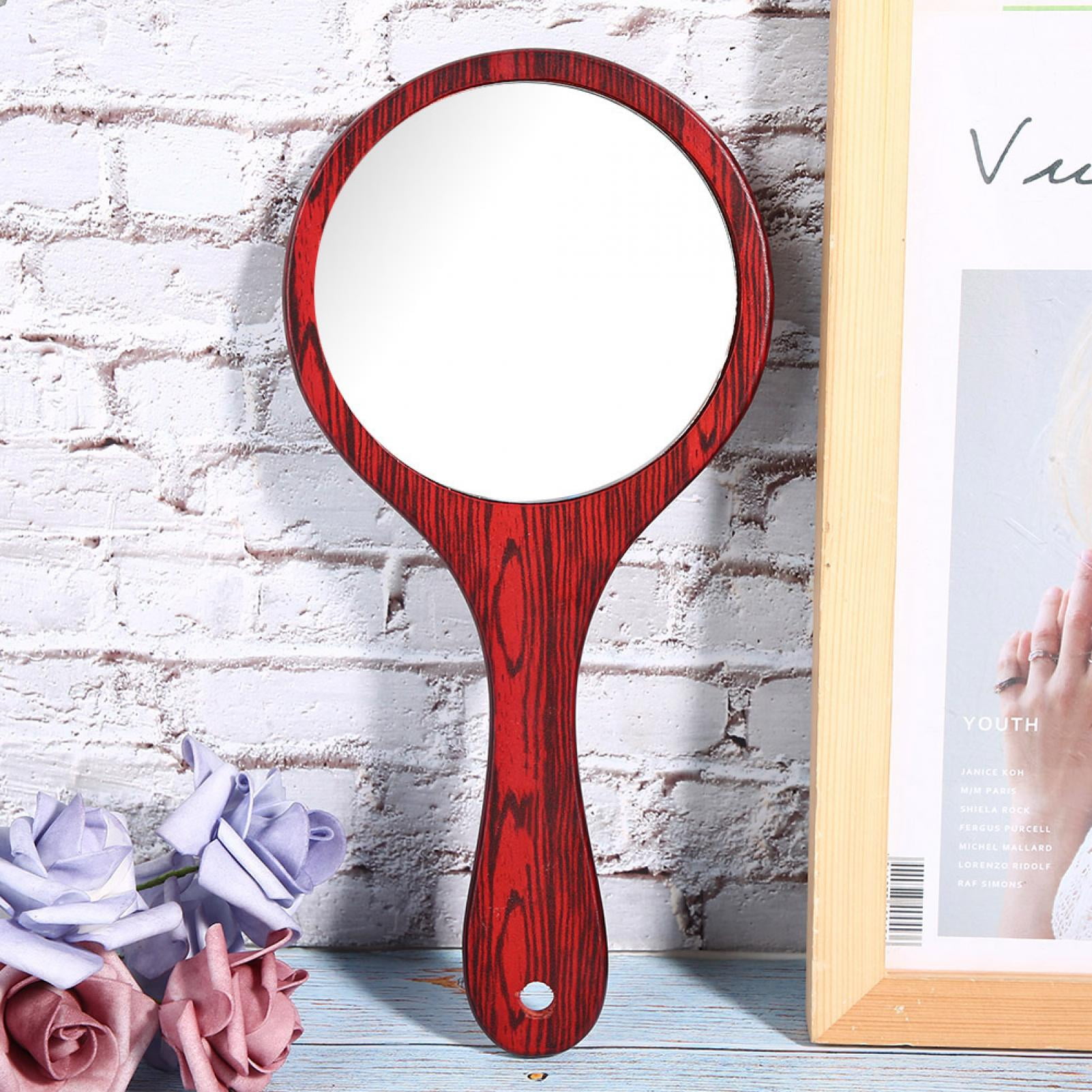 ACOUTO Handheld Mirror, With Wood Handle Hand Held Makeup Mirror, For