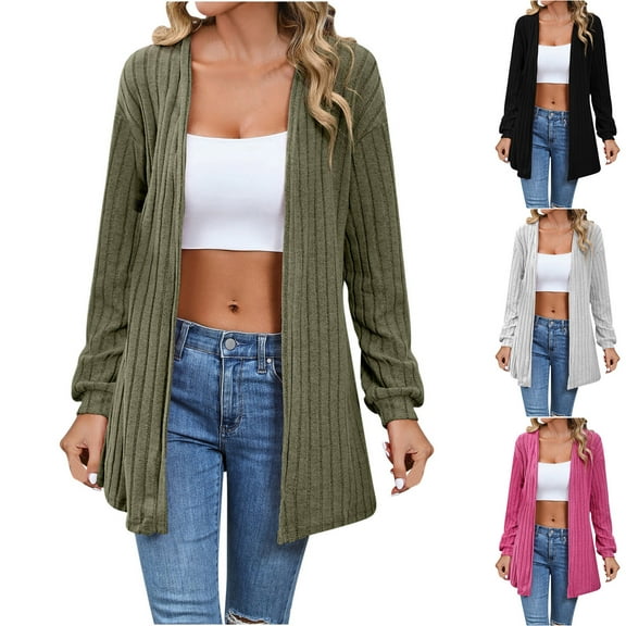 Elainilye Fashion Cardigan for Women Loose Fitting Casual Style Cardigan Shawl Top Causal Loose Sweaters,Green
