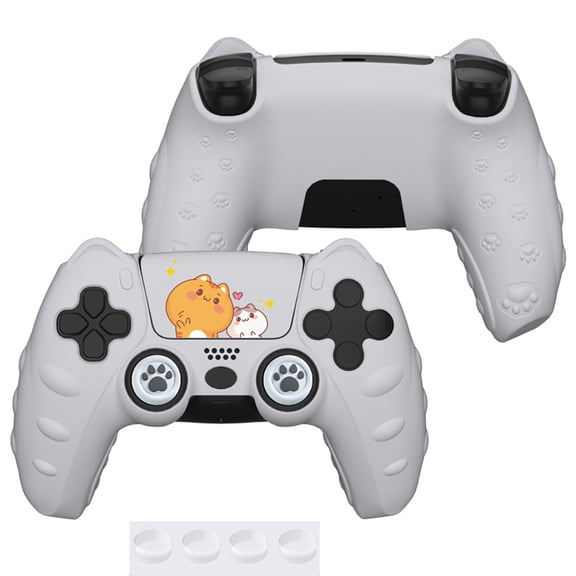 Funda protectora de silicona para mando de PS5, suave, cómoda, con dibujos animados y bonita, con tapa para joystick y accesorios adhesivos para el joystick