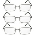 thumbnail image 2 of V.W.E. Rectangular Metal Reading Glasses - 3 Pairs Spring Hinge Lightweight Unisex Readers +4.00, 2 of 3