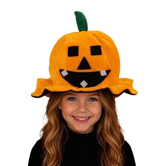 Venzia Kids Halloween Witch Hat, Pumpkin Face Wizard Hat for Boys Girls, Halloween Trick or Treat Party Accessory
