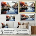 thumbnail image 4 of Designart "Orange Canal Waterways Painting II" Canals Floater Framed Wall Art Living Room, 4 of 7