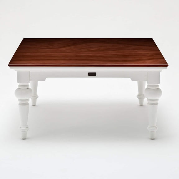 Indoor Furniture Square Coffee Table - White & Brown