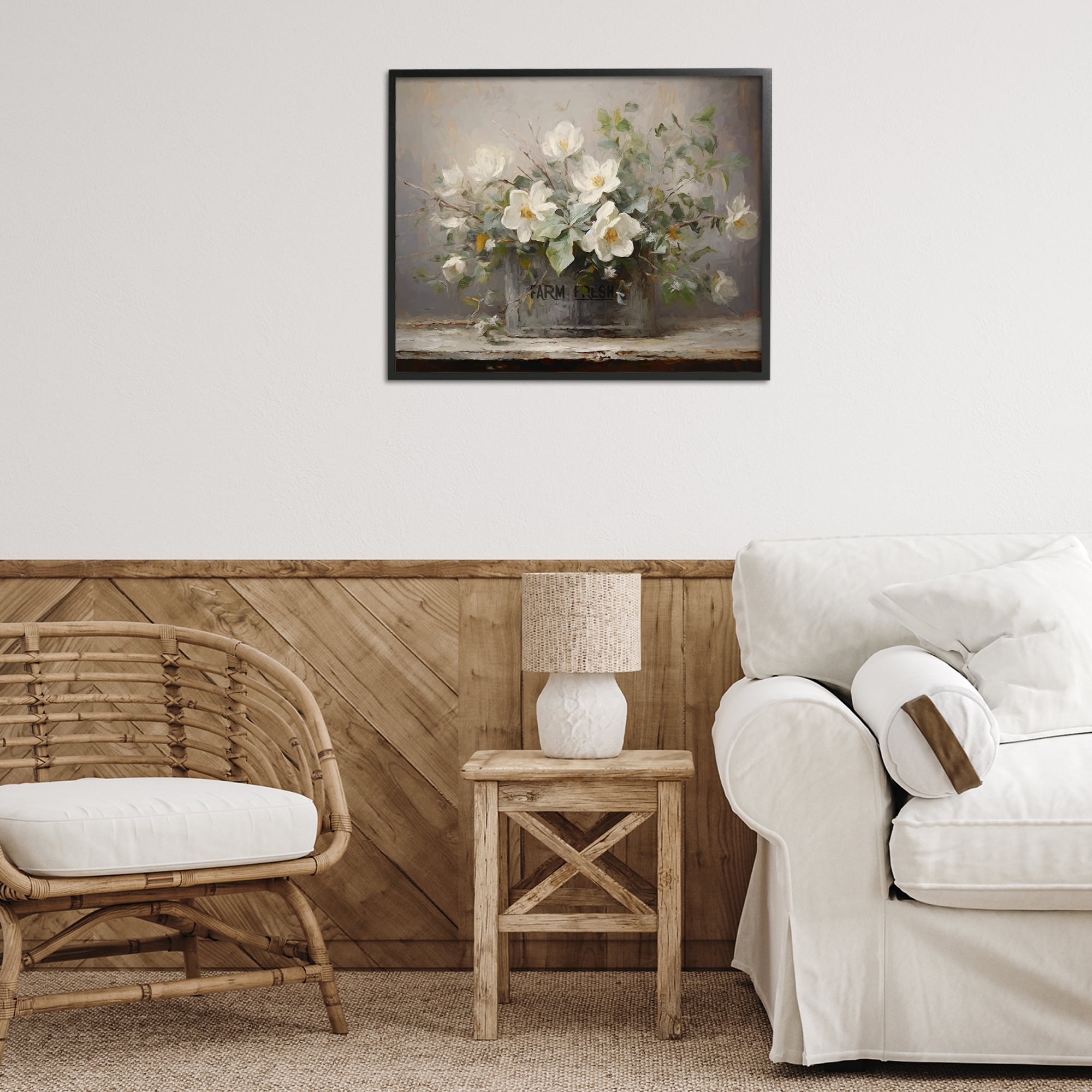 Stupell Industries Country Farm Florals Botanical & Floral Painting Black Framed Art Print Wall Art, 30 x 24