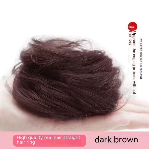 Pieza de pelo de moño desordenado, extensiones de moño de pelo Updo despeinadas súper largas, envoltura de pelo ondulado, postizos de cola de caballo, coleteros para el cabello(Marrón oscuro
