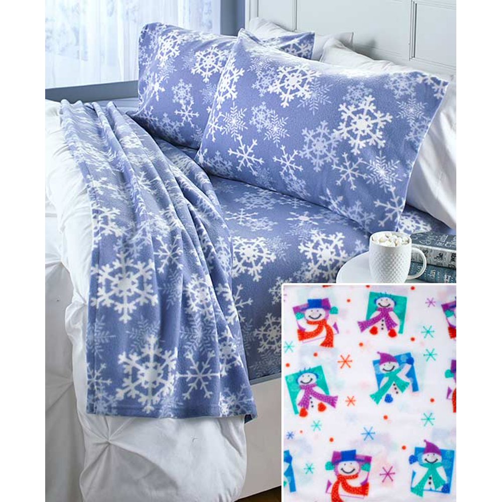 Cozy Fleece Sheet Sets ( Snowman Queen )