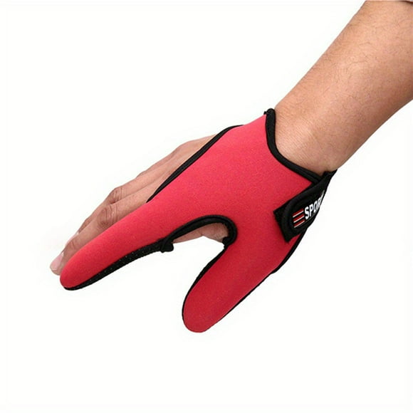 Fishing Gloves 2 Fingers Breathable Gloves Wearable Anti-Slip Gloves Fishing Finger Protector fish tackle hunting waterproof Red Right Hand