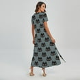 thumbnail image 2 of Black Cat Knitted Pattern Printed Short Sleeve Maxi Dress, Pet Cat Fashion Summer Maxi Dress For Women, 2 of 4