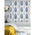 thumbnail image 4 of Navy Blue Grey Leaves Semi Sheer Window Curtains 72 Inches Long, Summer Tropical Plant Aesthetics Rod Pocket Voile Silky Chiffon Curtain Light Filtering Drapes for Living Room, 52"x72", 2 Panels, 4 of 9