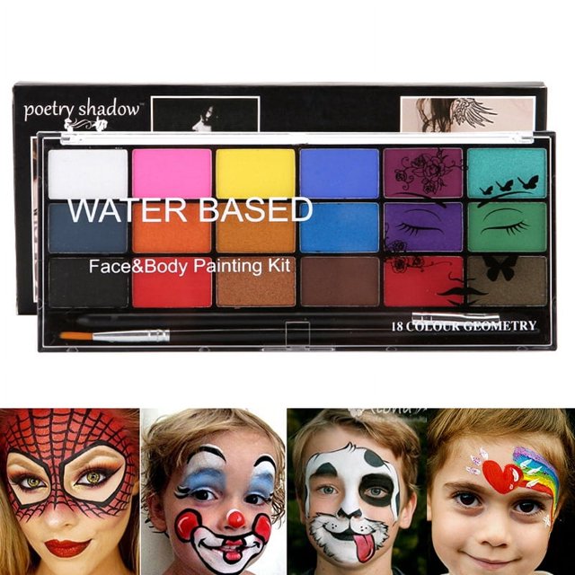 Pigmento para pintura corporal soluble en agua de 18 colores Color para rostro de Halloween Pigmento para pintura facial a base de agua DIY