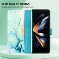 thumbnail image 6 of for Samsung Galaxy Z Fold 5 PU Leather Wallet case, Marble Pattern Credit Card Holder,Flip Folio Book Kickstand Cover Women Men with Long Strap for Samsung Galaxy Z Fold 5 5G, Green, 6 of 6