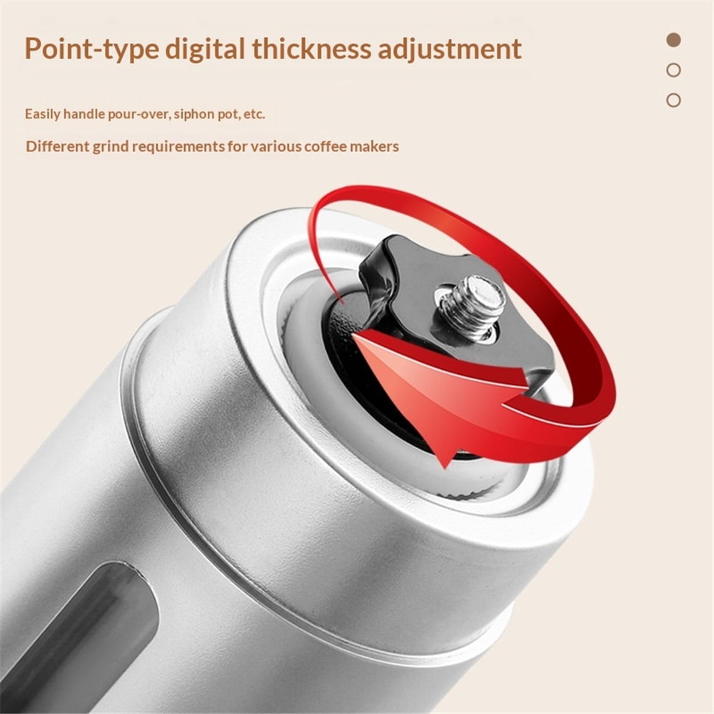 Manual Coffee Grinder - From Extra Course to Ultra Fine Grind, High Grade Conical Ceramic Burr Mill, Brushed Stainless Steel
