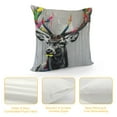 thumbnail image 4 of JEUXUS Animal Deer Watercolor Elk Modern Colorful Splash-Ink Art Pillow Case White, 4 of 5