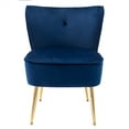 thumbnail image 3 of Velvet Accent Chair, Modern Upholstered Tufted Wingback Side Chairs with Adjustable Golden Legs and Mid Backrest, Elegant Comfy Armless Single Sofa Chair Leisure Chair for Living Room Bedroom, Navy, 3 of 7