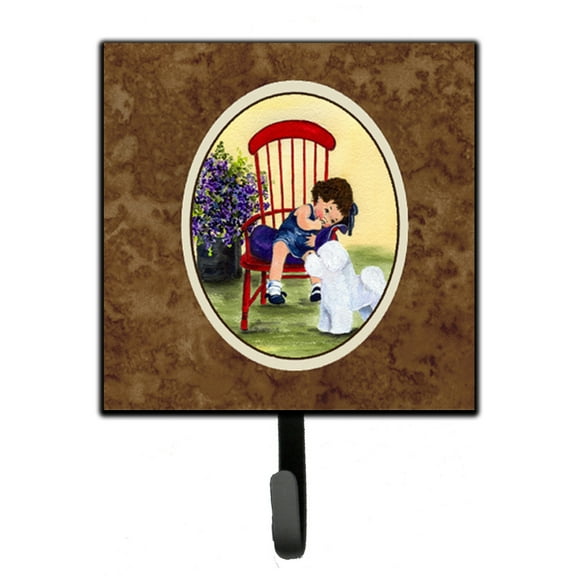 Carolines Treasures Little Girl with her Bichon Frise Leash Holder or Key hooks, Small, Multicolor