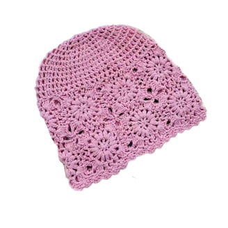 ZXM Women Cotton Crochet Slouchy Beanie Hat Handmade Knit Cutout