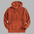 thumbnail image 2 of Yiliang Men Solid Long Sleeve Pullover Hoodie Thickened Corduroy Kangaroo Pocket Sling Hooded Sweatshirts,Orange,3XL, 2 of 6