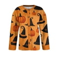 thumbnail image 4 of IYYVV Halloween Sweaters for Women Button Knit Cardigan Long Sleeve Ghost Graphic Cute Spooky Fall Winter Trendy Tops 2026 Saffron S, 4 of 5