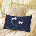 thumbnail image 4 of Navy Blue Modern Pillow Covers, Linen Long Throw Pillow Case, Farmhouse Rabbit Abstract Art Holiday Pillow Protector Decorative Cushion Cover for Living Room/Bedroom 20" x 26", 4 of 8