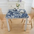 thumbnail image 3 of HAOXIT Block Print Decorative Tablecloth Square Floral Table Cover for Indoor and Outdoor Use Table Overlay for Spring Easter, Dining, Party 44''x44'', 3 of 7