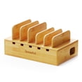 thumbnail image 1 of SpaceAid Bamboo Charging Station for Multiple Devices, Cell Phone Docking Stations for Multi Laptop, Tablets and iPads, Nightstand Bedside Desk Devic, 1 of 7