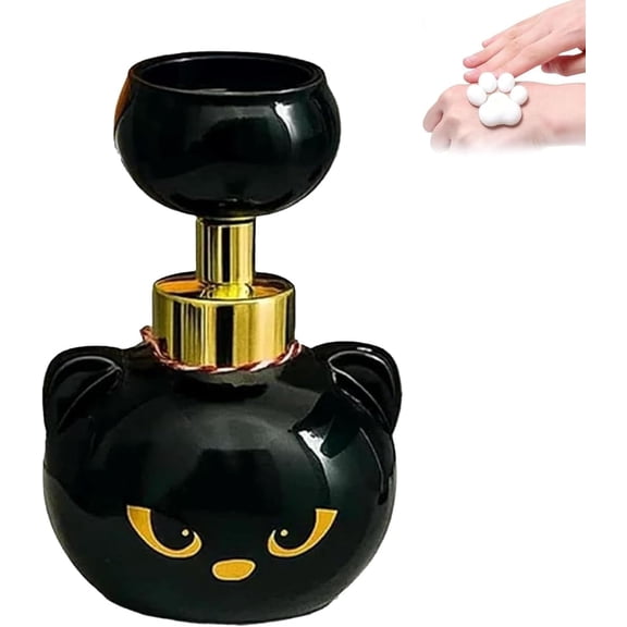 Black Cat Paw Soap Dispenser, Automatic Foaming Hand Pump with Paw Design for Home and Kitchen