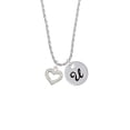 thumbnail image 2 of Delight Jewelry Silvertone Crystal Open Heart Silvertone Script Initial Disc - U - Charm Necklace, 20"+3", 2 of 4