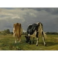 thumbnail image 3 of Constant Troyon 18x14 Black Modern Framed Museum Art Print Titled - Cows in a Pasture, 3 of 5